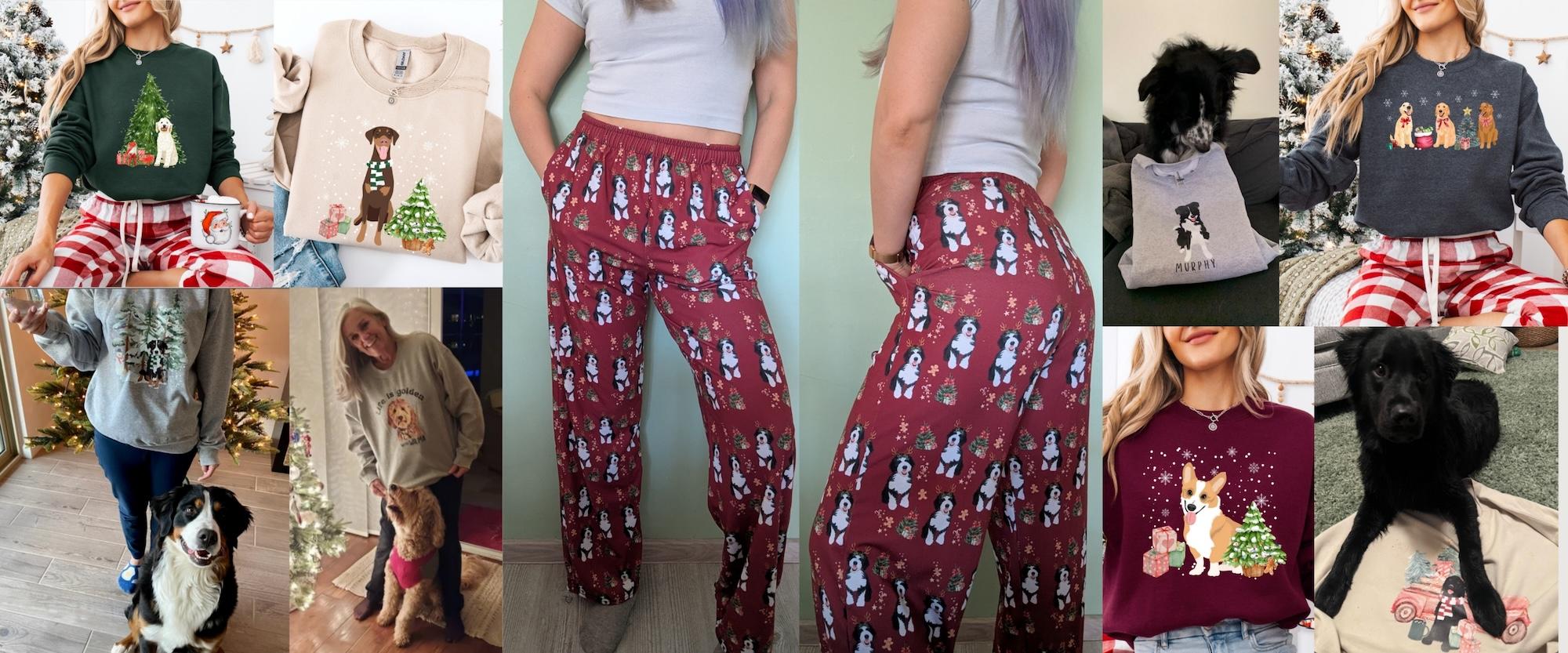 Family Christmas Pajamas With Dogs Photoshoot Ideas