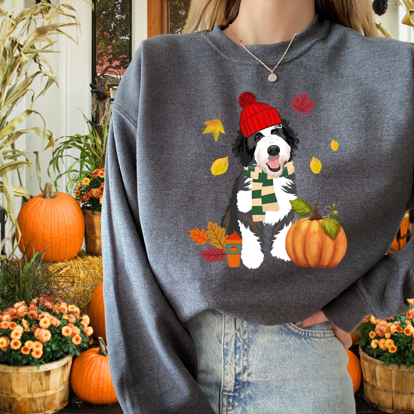 Bernedoodle Fall Pumpkin Sweatshirt ywd4kc-br.myshopify.com