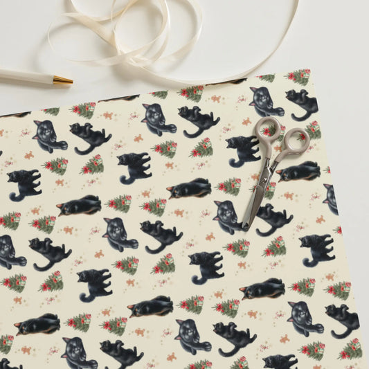 Black Cat Christmas Wrapping Paper | 3 Sheets