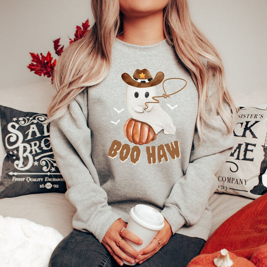 Boo Haw Western Ghost And Pumpkin Sweatshirt ywd4kc-br.myshopify.com