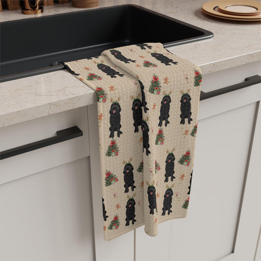 Christmas Black Goldendoodle Kitchen Towel | 8 Color Options ywd4kc-br.myshopify.com