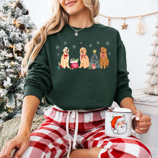 Christmas Golden Retriever Sweatshirt With Snowflakes ywd4kc-br.myshopify.com
