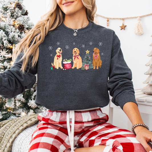 Christmas Golden Retriever Sweatshirt With Snowflakes ywd4kc-br.myshopify.com