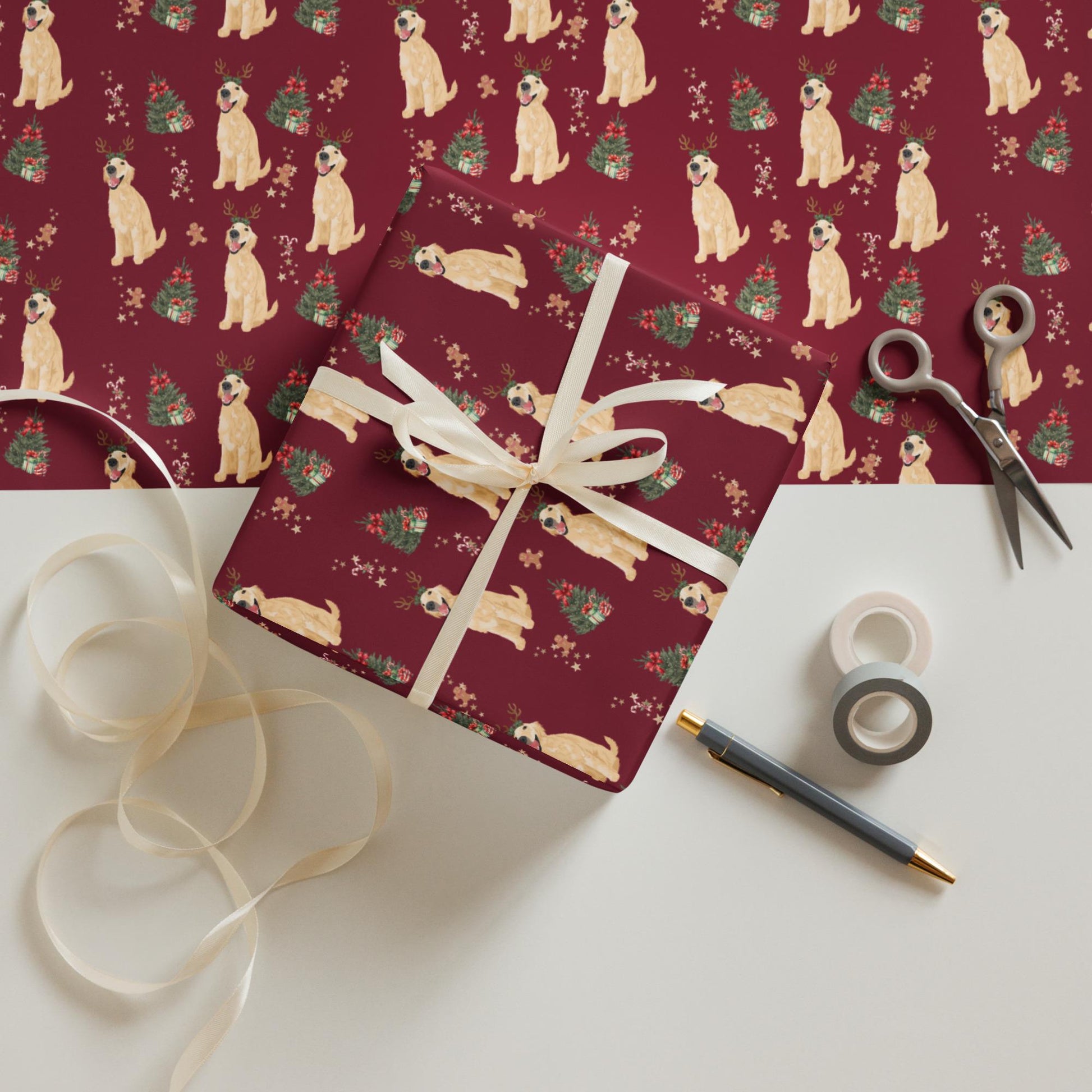 Christmas Golden Retriever Wrapping Paper | 3 Sheets ywd4kc-br.myshopify.com