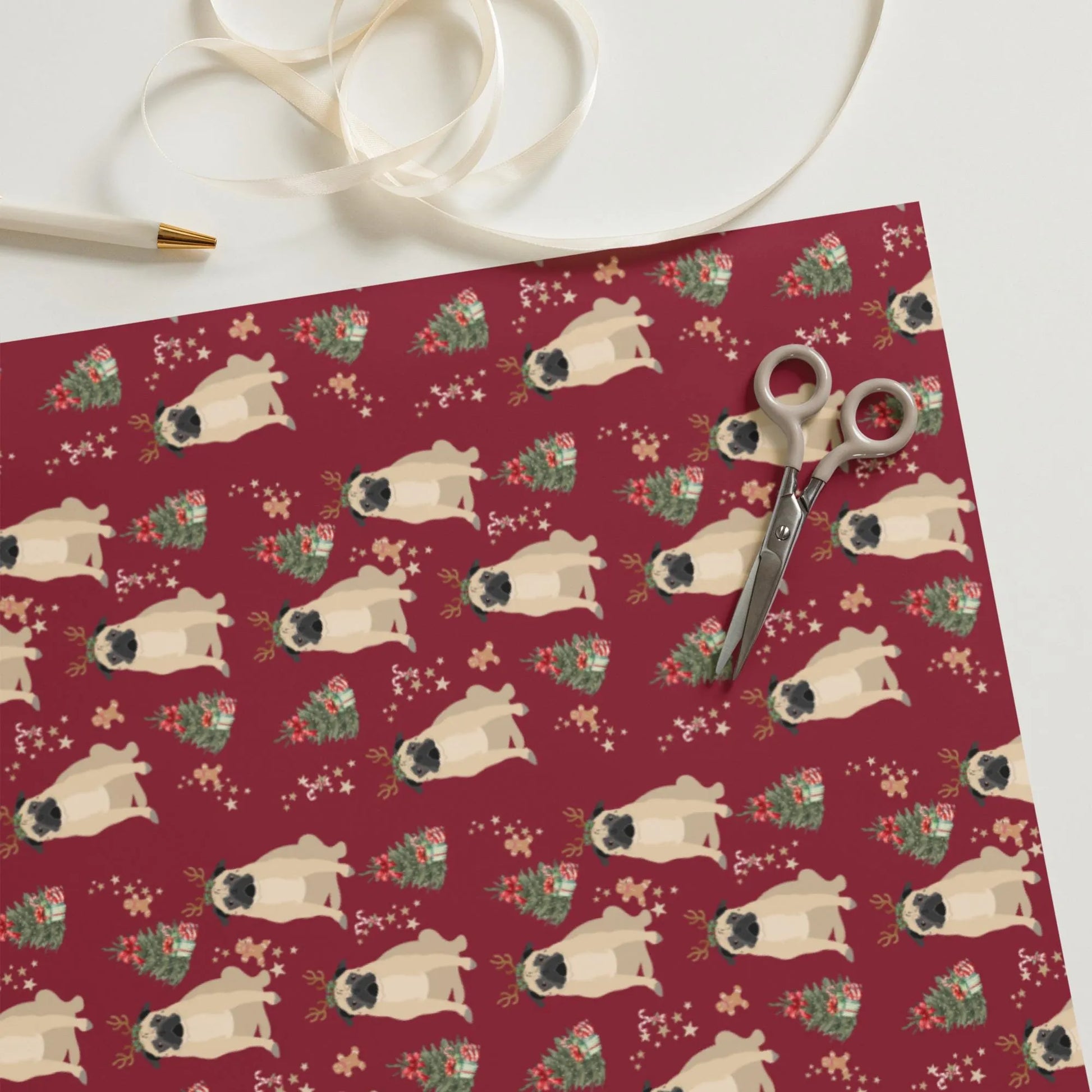Christmas Pug Wrapping Paper Sheets | Set of 3 ywd4kc-br.myshopify.com