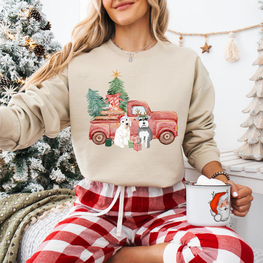 Christmas Truck Miniature Schnauzer Sweatshirt, Schnauzer Christmas gift, schnauzer mom shirt, ugly xmas sweater, wife birthday gift ywd4kc-br.myshopify.com