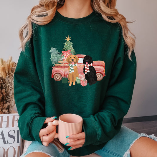 Christmas Truck golden retriever sweatshirt, retriever gifts, retriever halloween shirt, fall golden retriever, dog mom tee, dog dad sweater ywd4kc-br.myshopify.com