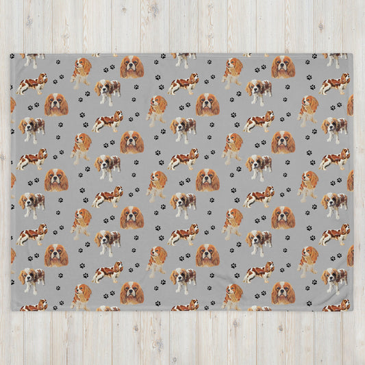 King Charles Cavalier Spaniel Blanket With Dog Paw Print ywd4kc-br.myshopify.com