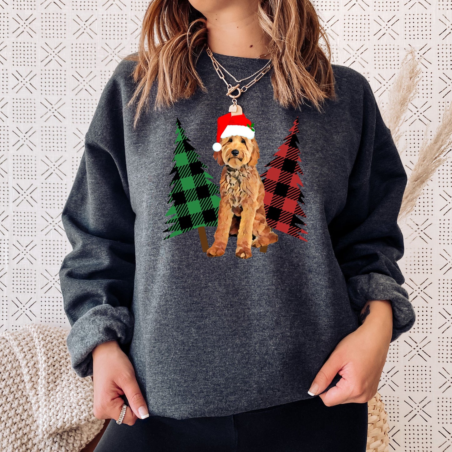 Plaid Christmas Tree Doodle Sweatshirt ywd4kc-br.myshopify.com