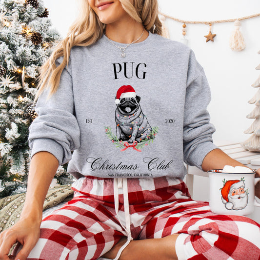 Pug Christmas Club Sweatshirt ywd4kc-br.myshopify.com