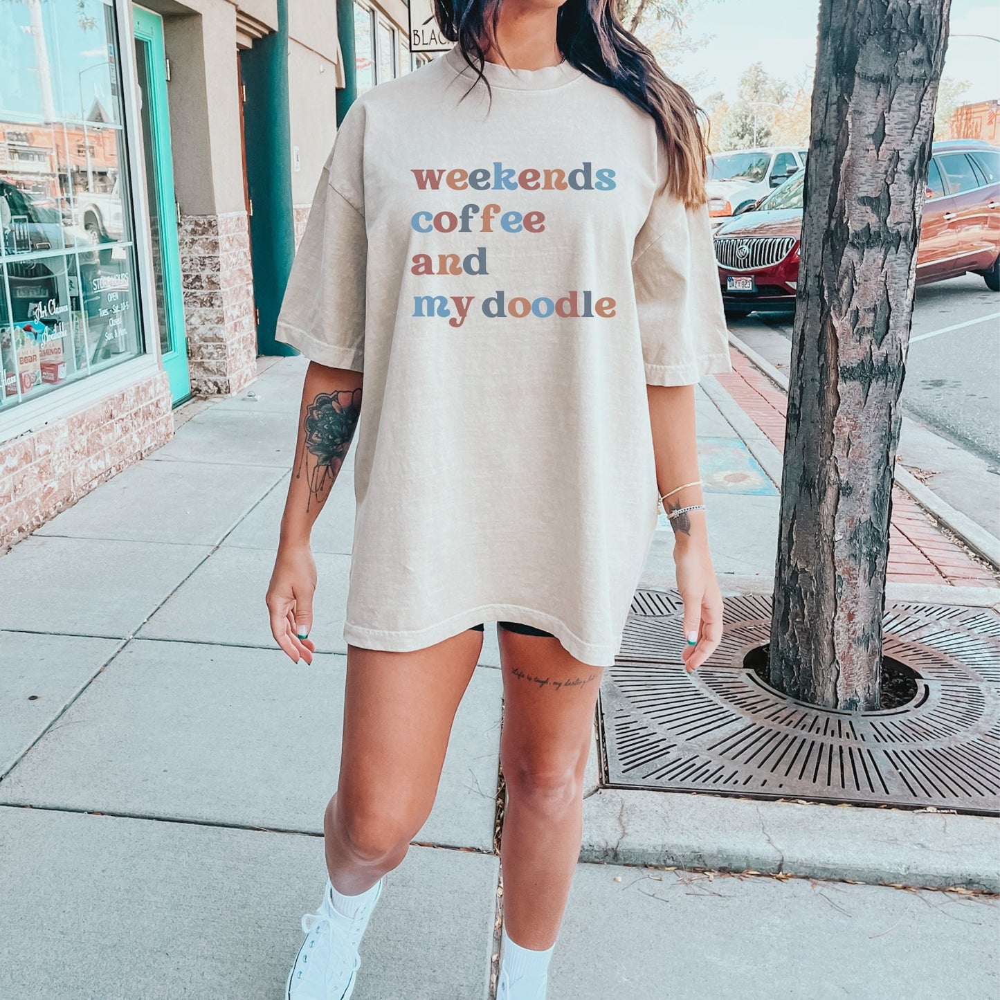 Weekends Coffee And My Doodle T-Shirt ywd4kc-br.myshopify.com