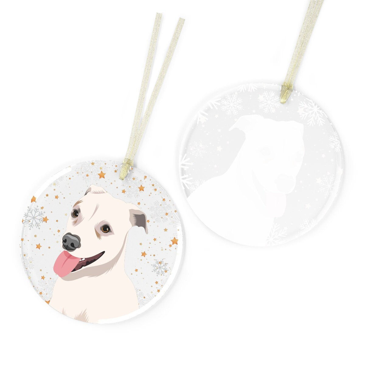 White Pitbull Christmas Ornament | Glass | Add Dogs Name ywd4kc-br.myshopify.com