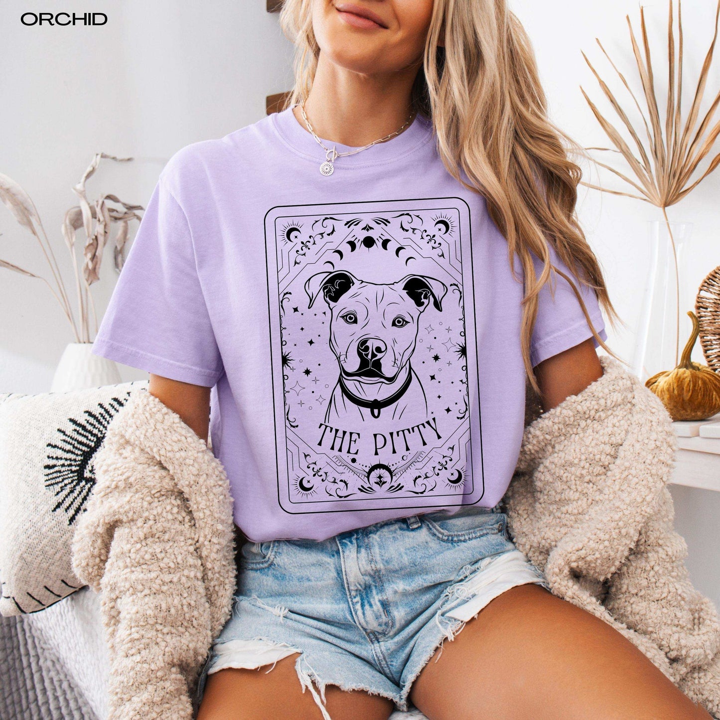 Tarot Pitbull Shirt, staffordshire terrier mama sweatshirt, pitbull gift, moon phase shirt, pet mom summer tee, sister birthday gift