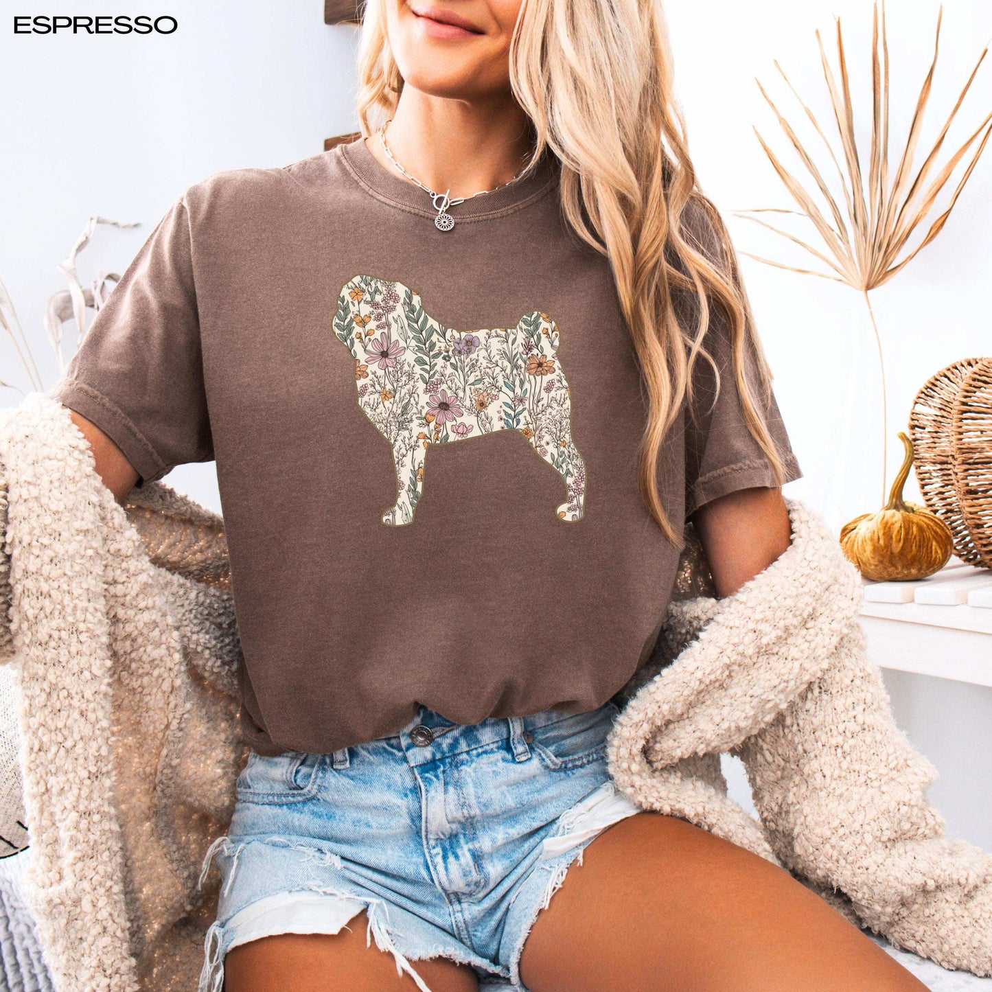 Wildflower Pug Shirt, pug gift, pug mama sweatshirt, pug puppy sweater, gift for dog owner, pug breeder gift, pug grandma gift, pug lover