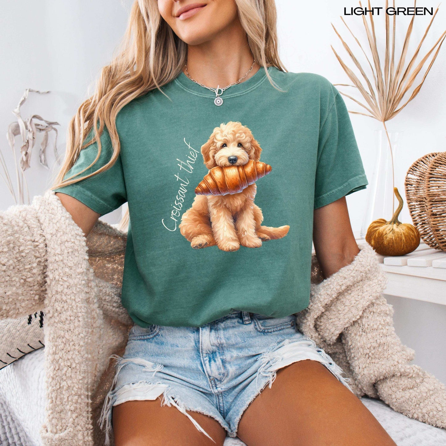 French Croissant Thief Goldendoodle Shirt, doodle gift, puppy sweatshirt, pet lover tee, dog owner gift, cutecore aesth, summer gift for her
