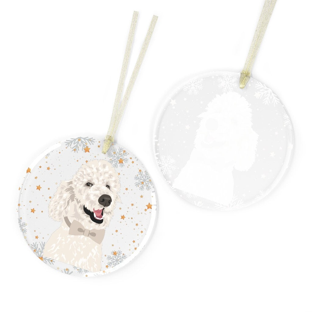 White Poodle Ornament, Glass Christmas Ornament, Poodle Gifts, Poodle Lover Gifts, Dog Christmas Ornament, Poodle Bauble, Poodle Mom Gift