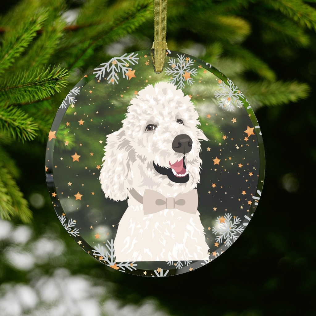 White Poodle Ornament, Glass Christmas Ornament, Poodle Gifts, Poodle Lover Gifts, Dog Christmas Ornament, Poodle Bauble, Poodle Mom Gift
