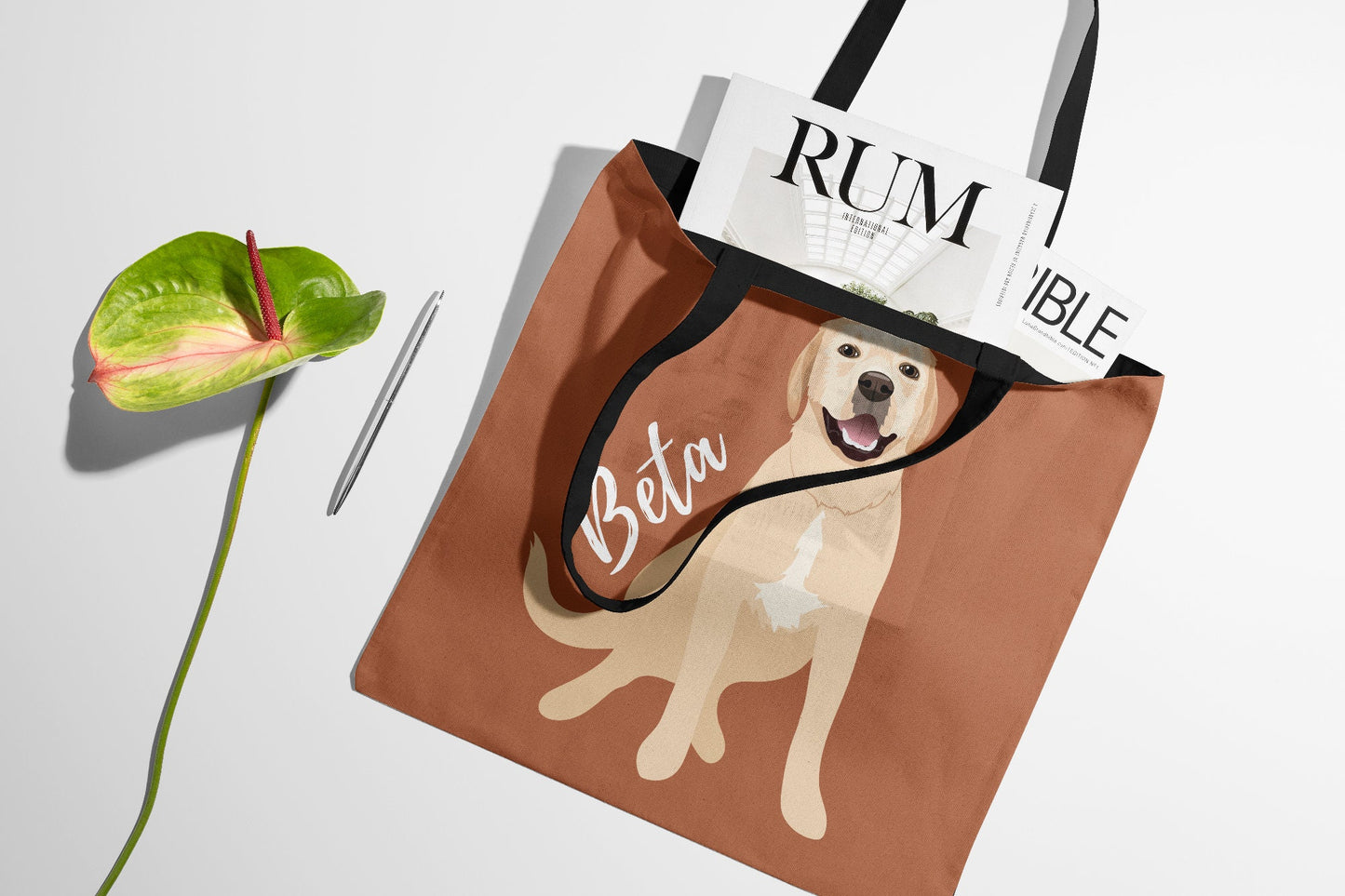 Personalized yellow labrador retriever tote bag brown, labrador retriever gifts, labrador gifts, lab mom gifts, grocery bag, shopping bag