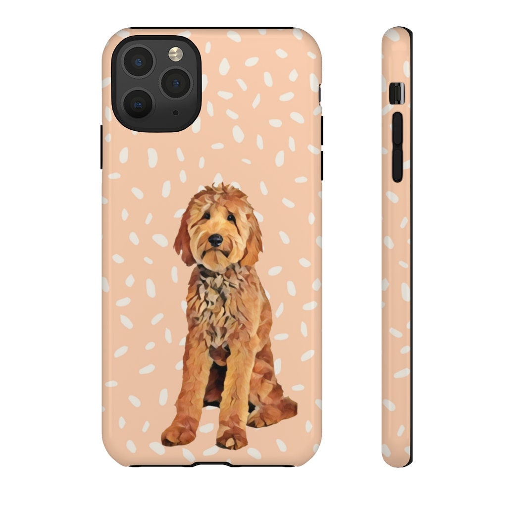 Peach Goldendoodle Phone Case, iPhone 15 Case pro max, Goldendoodle Gifts, mothers day gift, doodle mom birthday gift, summer phone coved