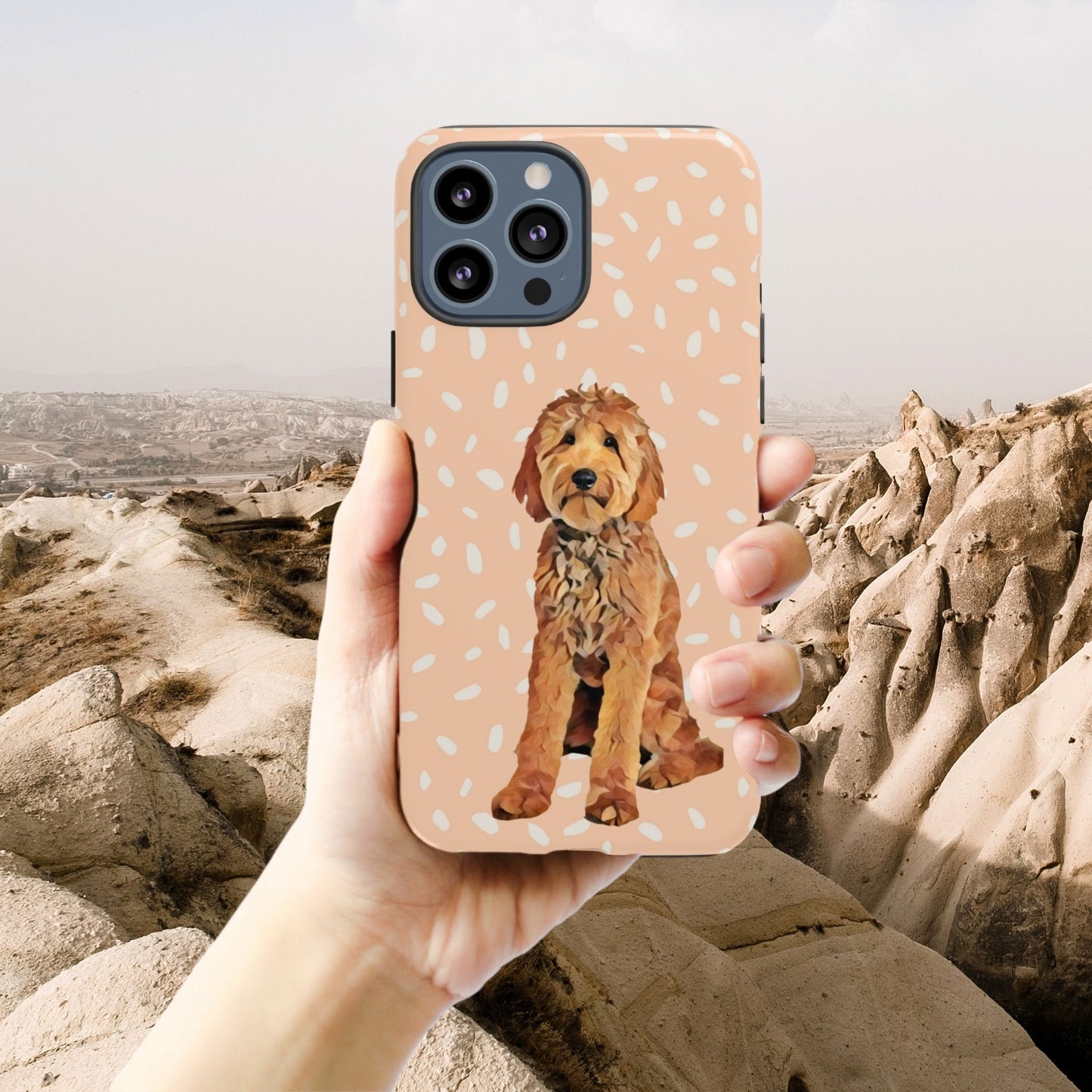 Peach Goldendoodle Phone Case, iPhone 15 Case pro max, Goldendoodle Gifts, mothers day gift, doodle mom birthday gift, summer phone coved