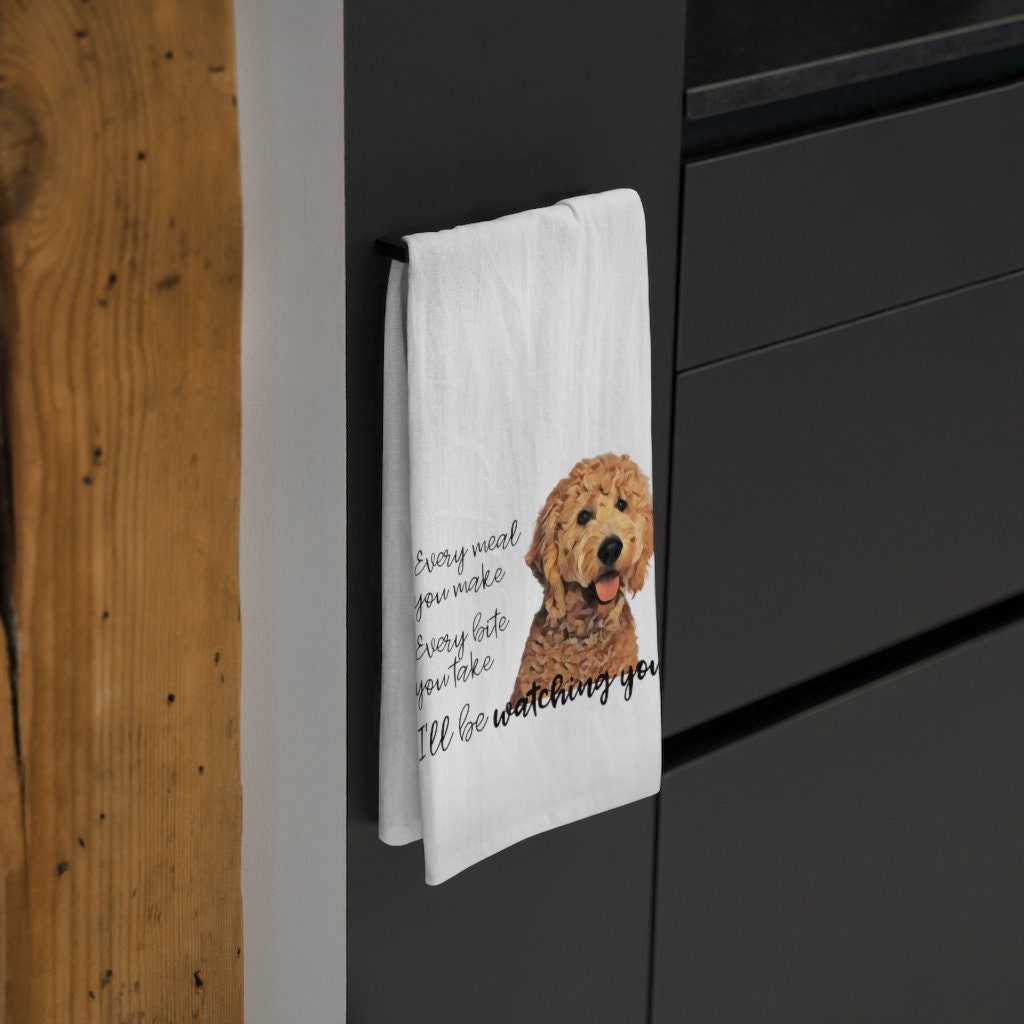 Goldendoodle flour sack kitchen tea towel, goldendoodle Tea towel, doodle hand towel, dish towel, 100% cotton, Goldendoodle gifts