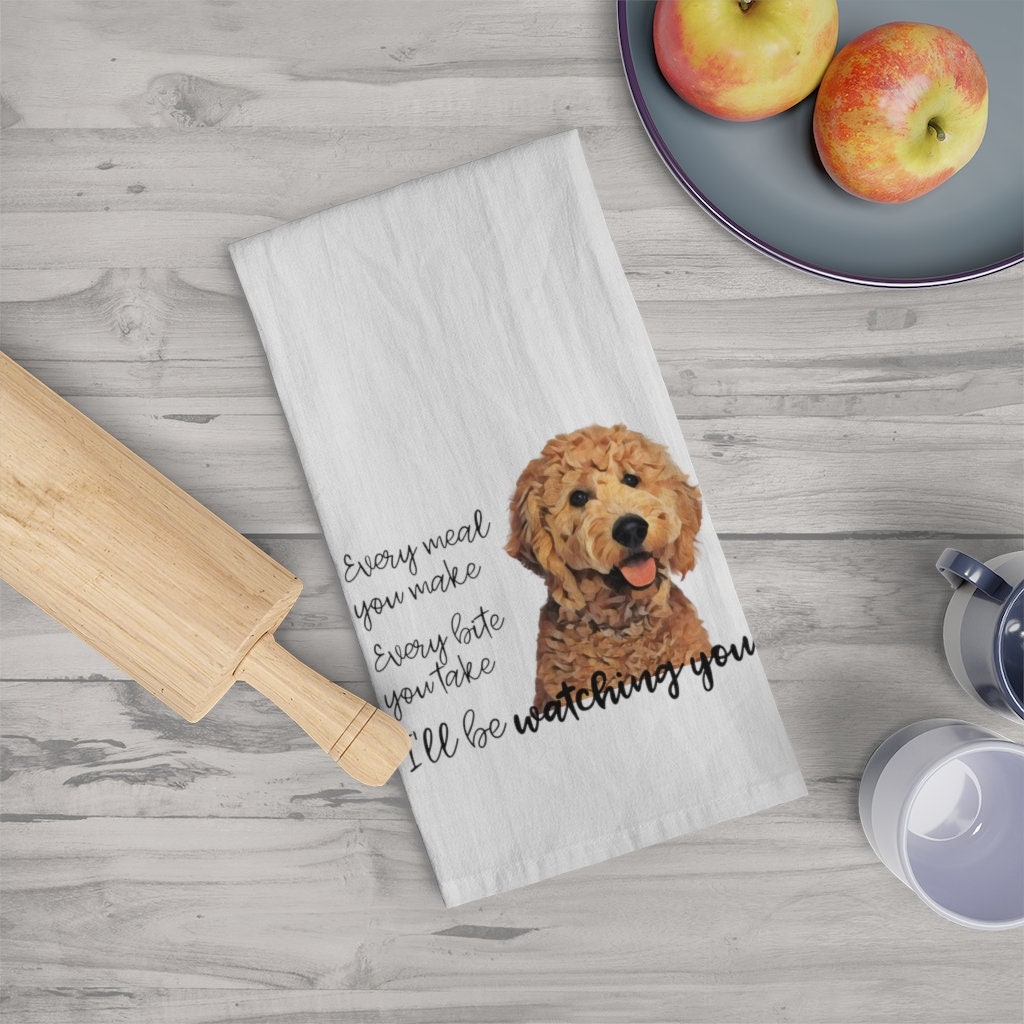 Goldendoodle flour sack kitchen tea towel, goldendoodle Tea towel, doodle hand towel, dish towel, 100% cotton, Goldendoodle gifts