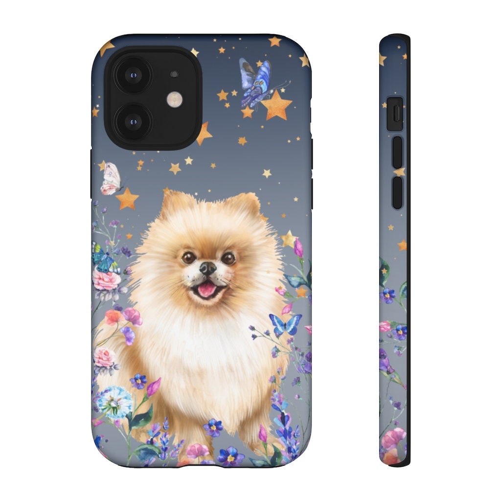 Pomeranian Spitz Phone Case, iPhone 14 Case, Black Pomeranian Gifts, Pom Mom Gifts, Fall Pomeranian, Pom Gifts, Pomeranian Christmas