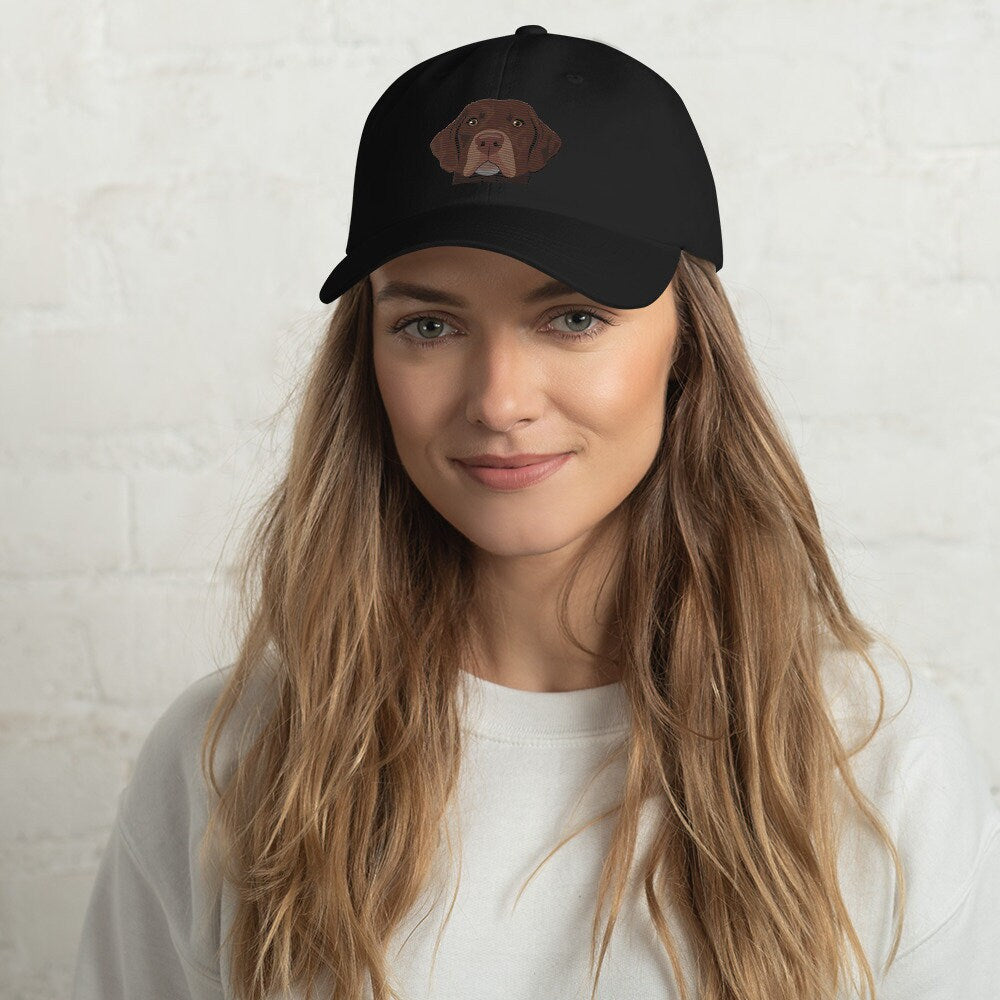 Chocolate Labrador Hat Embroidered, Labrador Retriever Gifts, Retriever Dad Hat, Retriever Mom Hat, Baseball Cap, Dad Hat, Mother Gift