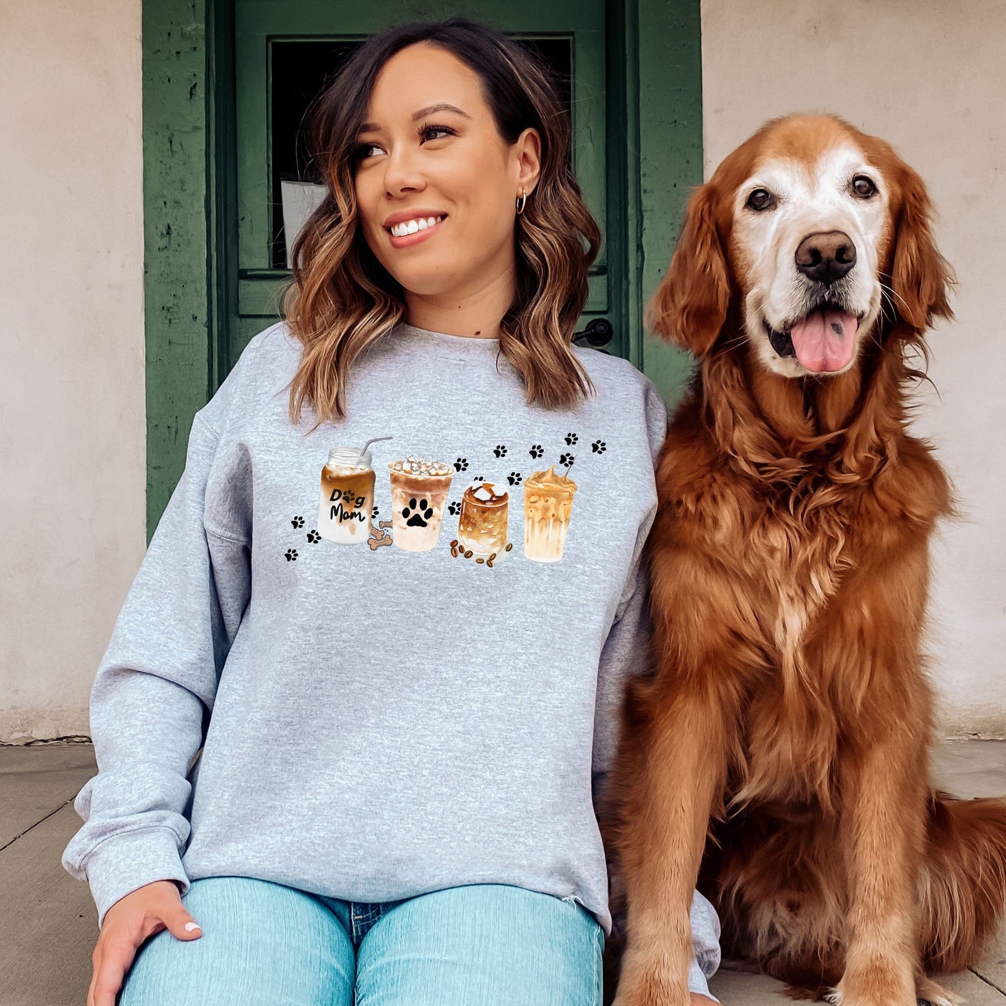 Dog Mom Coffee Lover Sweatshirt, Fall Sweatshirt, Thanksgiving Outfit, Crewneck Sweatshirt, Dog Ghost Halloween Gift, Christmas Gift for Her
