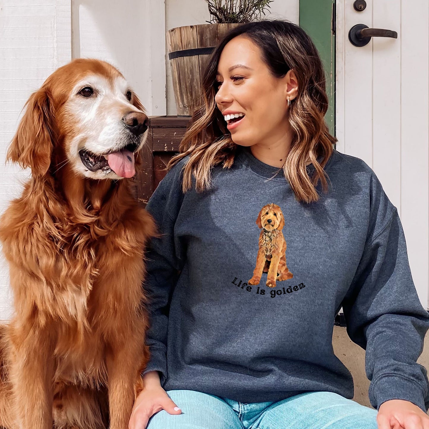 Dog Mom Sweatshirt, Goldendoodle Gifts, Life is Golden Shirt, Dog Sweatshirt, Golden Doodle, Dog Lover Shirt, Doodle Mom, Gift for Dog Owner