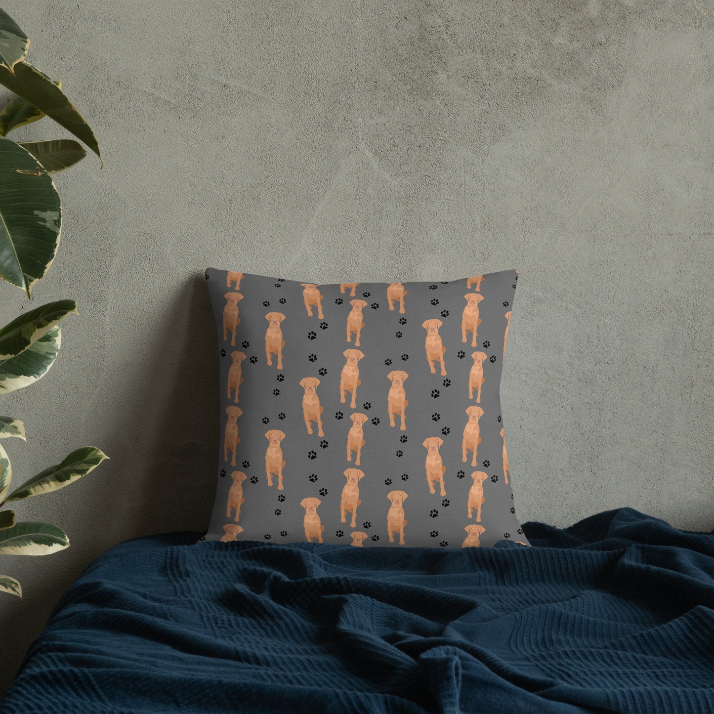 Dark Gray Vizlsa Throw Pillow, Vizsla Gifts, Vizsla Mom Gift, Vizsla Christmas Stocking Stuffer, Vizsla Dog Lover Gifts, Dog Bed Pillow