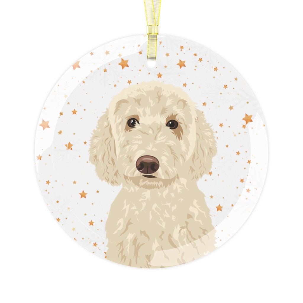 Cream Goldendoodle Ornament, Glass, Dogs First Christmas, Dog Ornament, Dooodle Christmas Ornament, Stocking Stuffer, Doodle Lover Gifts