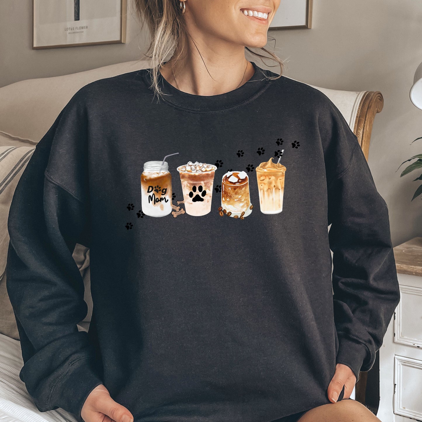 Dog Mom Coffee Lover Sweatshirt, Fall Sweatshirt, Thanksgiving Outfit, Crewneck Sweatshirt, Dog Ghost Halloween Gift, Christmas Gift for Her