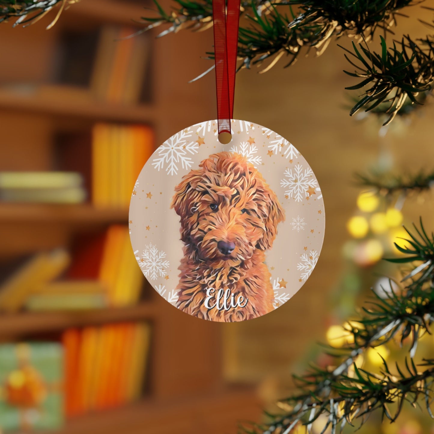 Goldendoodle Ornament, Dog Holiday Decor, Metal, Goldendoodle gifts, Doodle Lover Gift, Doodle Christmas Bauble,