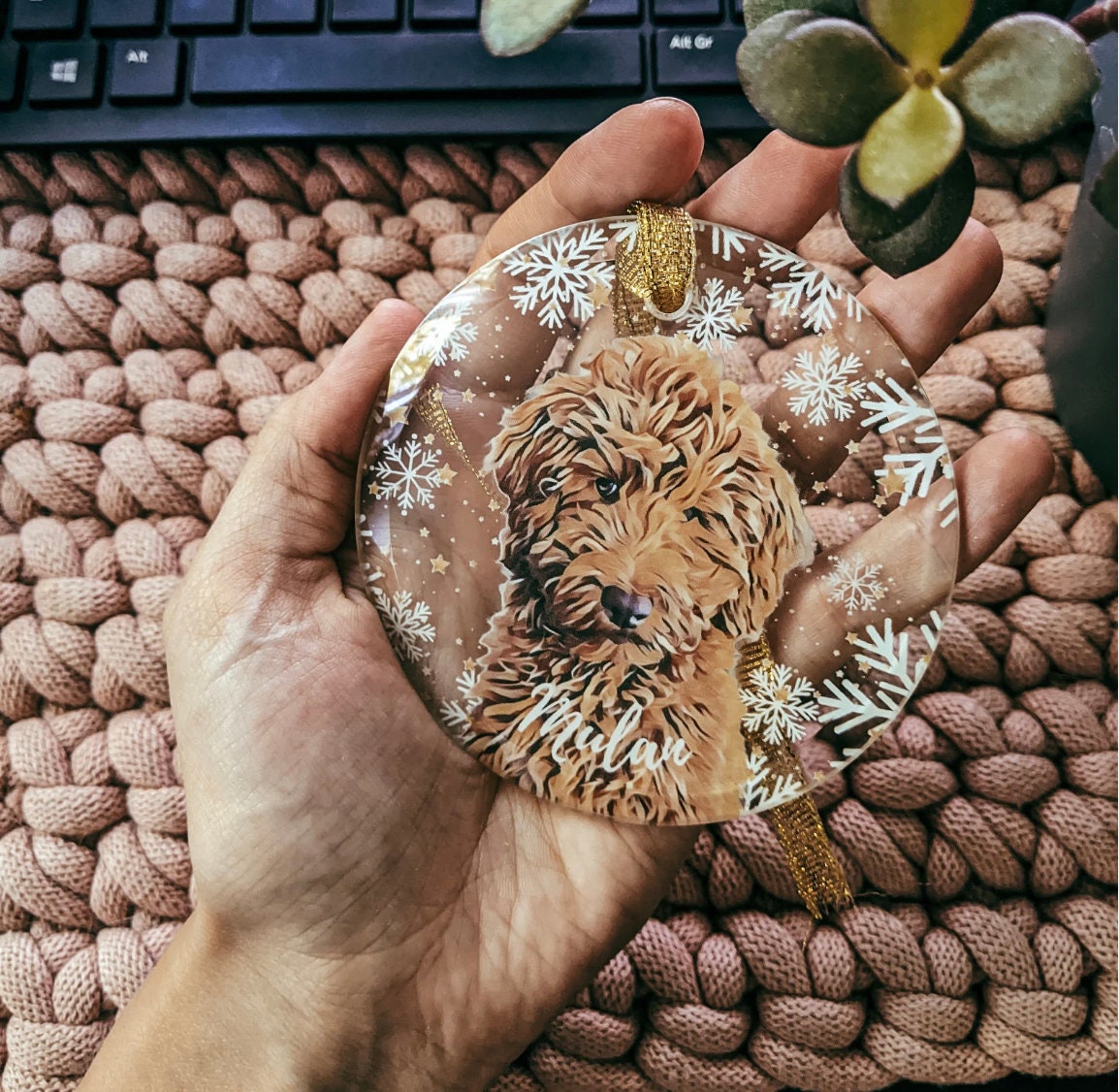 Black Goldendoodle Glass Ornament | Dog Tree Decor - Unique Gifts For Dog Lovers | Love Dogs Gifts