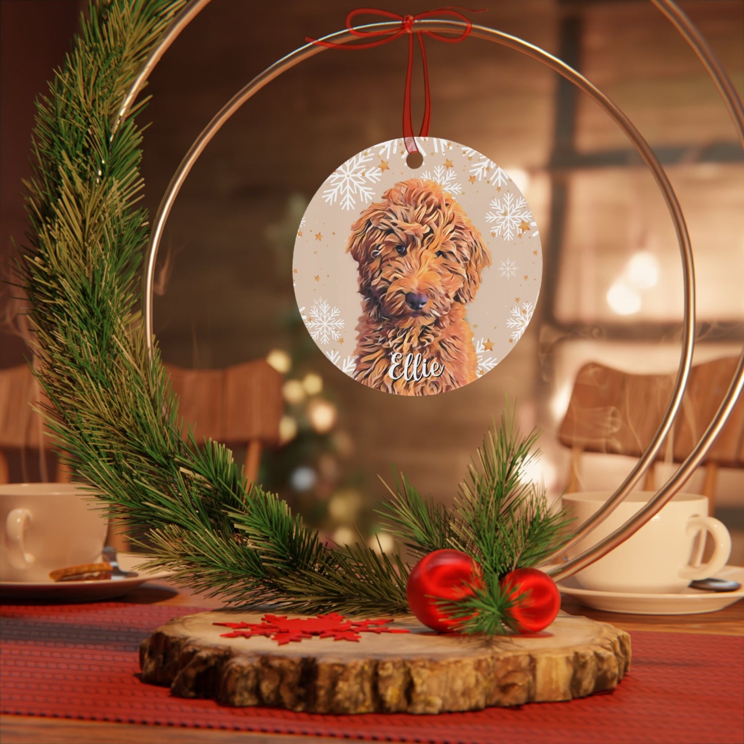 Goldendoodle Ornament, Dog Holiday Decor, Metal, Goldendoodle gifts, Doodle Lover Gift, Doodle Christmas Bauble,