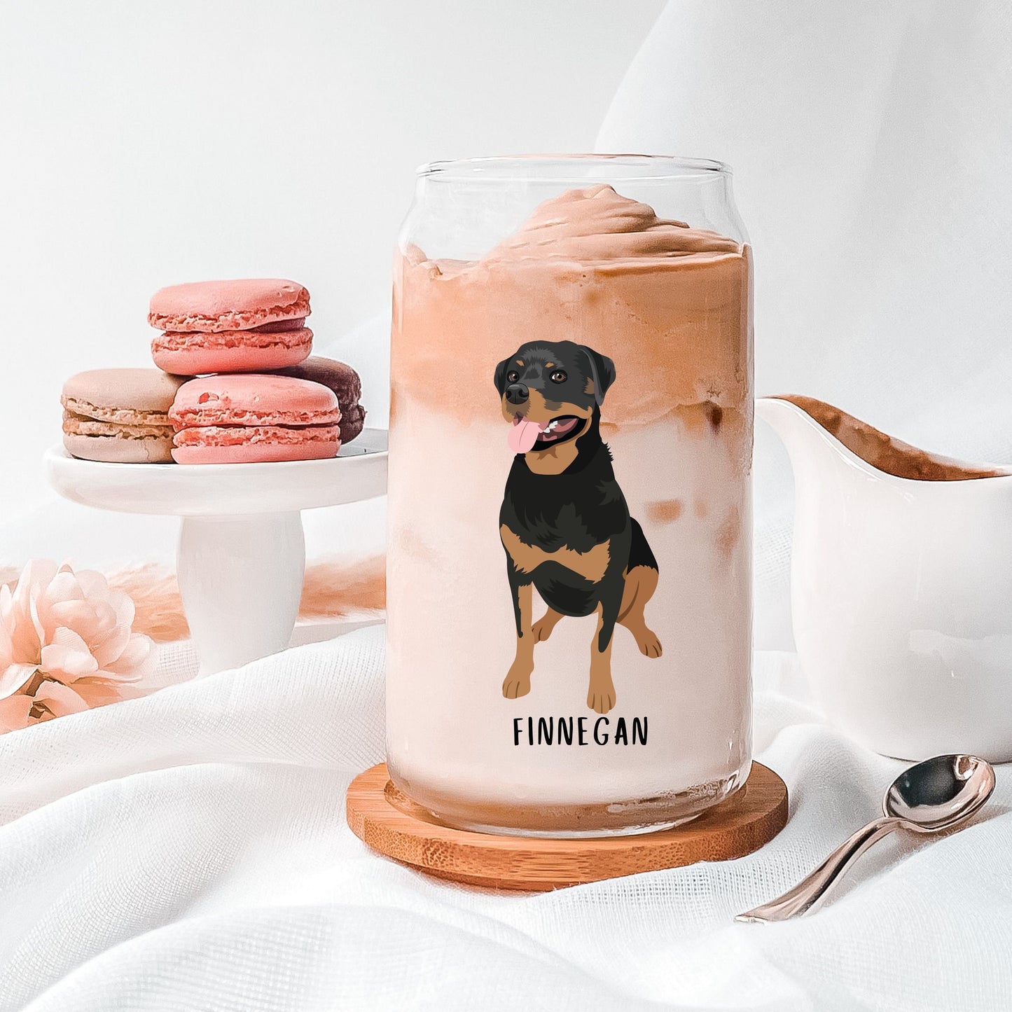 Rottweiler Glass, Iced Coffee Glass, Rottie Dad Beer Glass, Rottweiler Gifts, Rottweiler Lover Gifts, Rottweiler Mug, Rottie Mom Mug