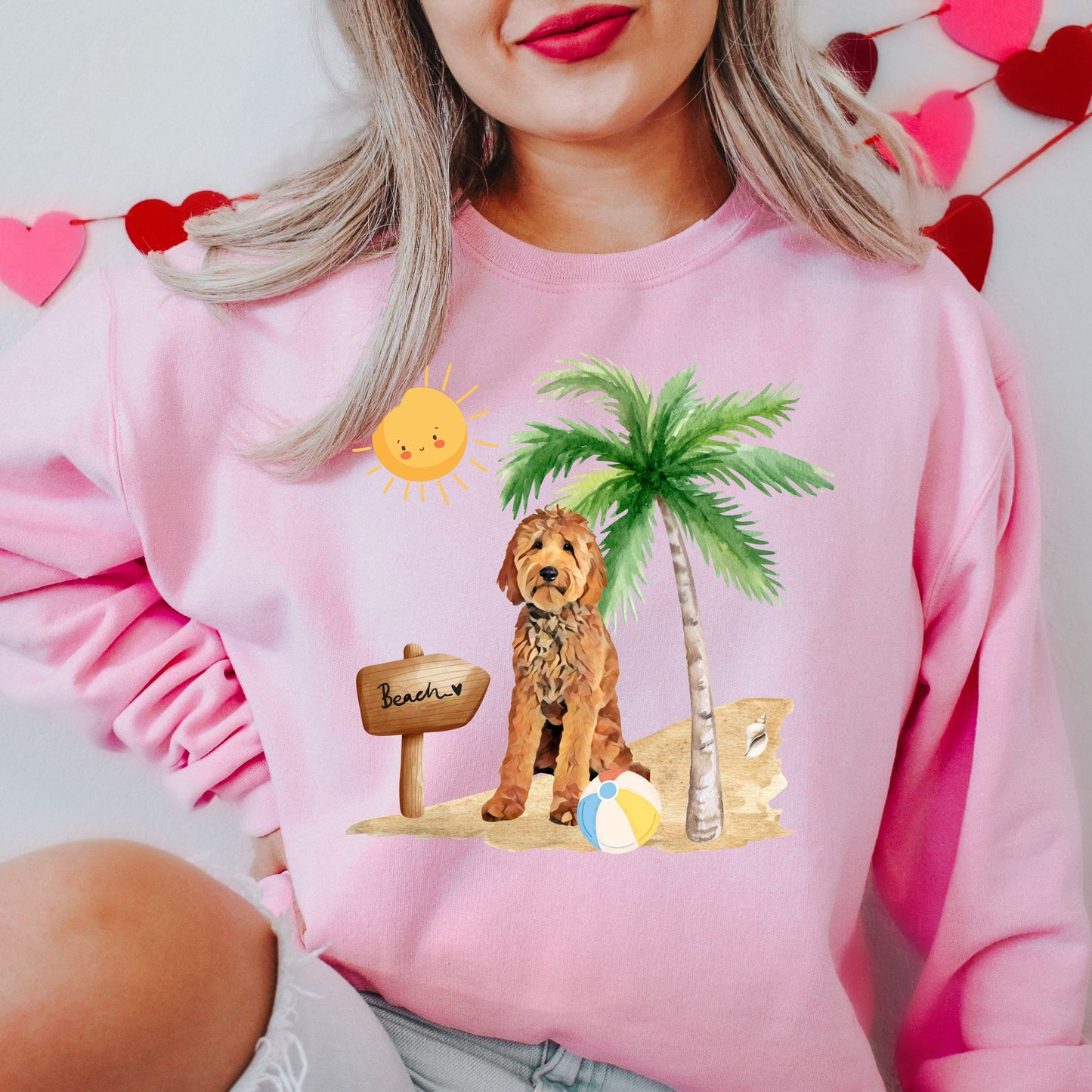 Beach golden doodle sweatshirt, summer collection, doodle mom shirt, doodle dad t-shirt, labradoodle, bernedoodle, dog mom gift, doodle love
