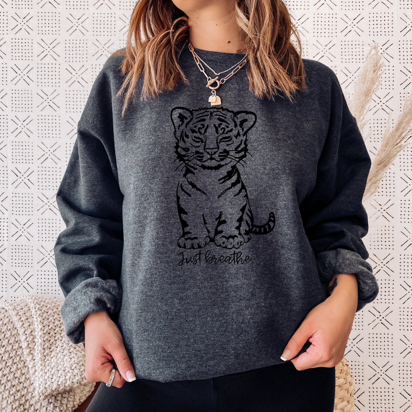 Lion cub sweatshirt, just breathe shirt, deep breaths, meditation sweater, meditation lover shirt, empathy crewneck, aesthetic safari shirt
