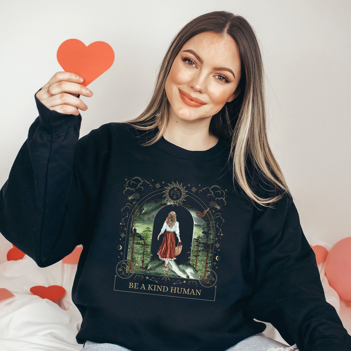 Be A Kind Human Bookish Romance Sweatshirt - Unique Gifts For Dog Lovers | Love Dogs Gifts