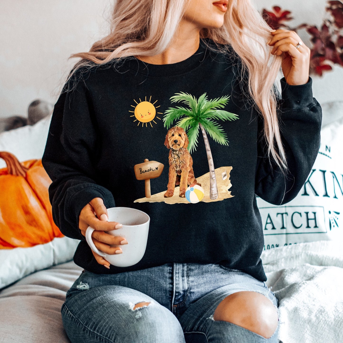 Beach golden doodle sweatshirt, summer collection, doodle mom shirt, doodle dad t-shirt, labradoodle, bernedoodle, dog mom gift, doodle love
