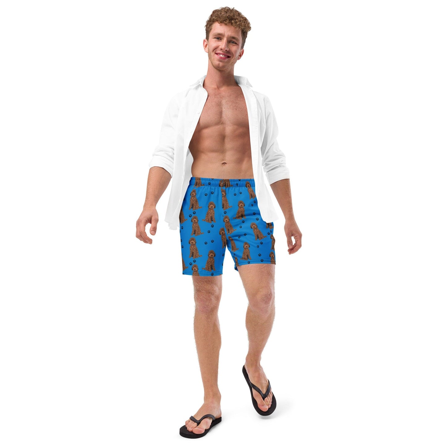 Chocolate Goldendoodle Swim Shorts For Men - Unique Gifts For Dog Lovers | Love Dogs Gifts