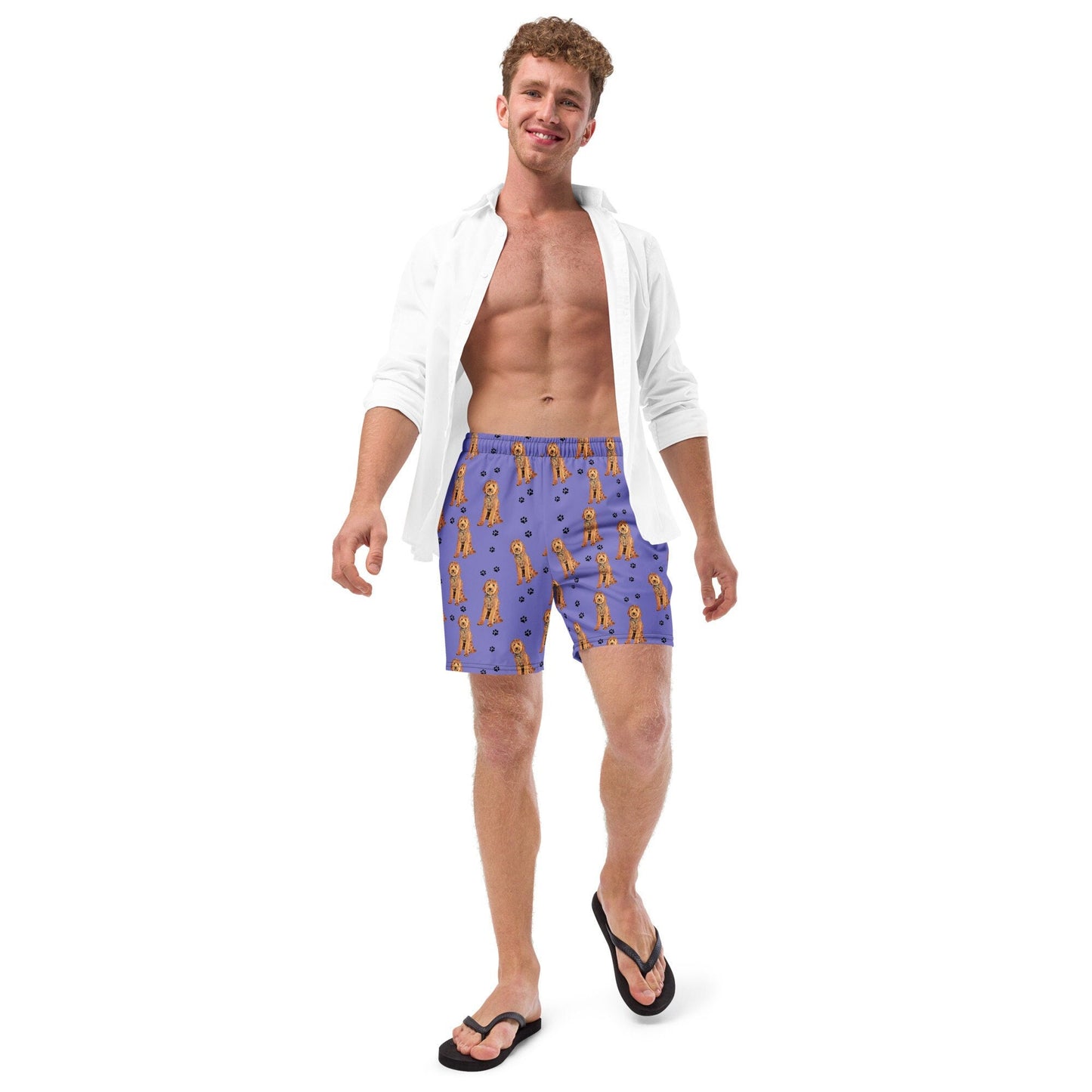 Lavender Goldendoodle summer swim shorts for men, lavender swim trunks teenager, boyfriend swimshort, husband gift, swimwear collection 2023
