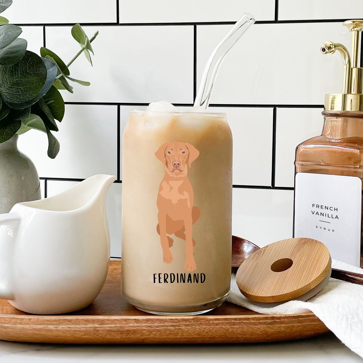 Vizsla iced coffee glass, hungarian vizsla gifts, Vizsla tumbler, Visla mug, dog mom glass, mothers day gift, daughter birthday gift