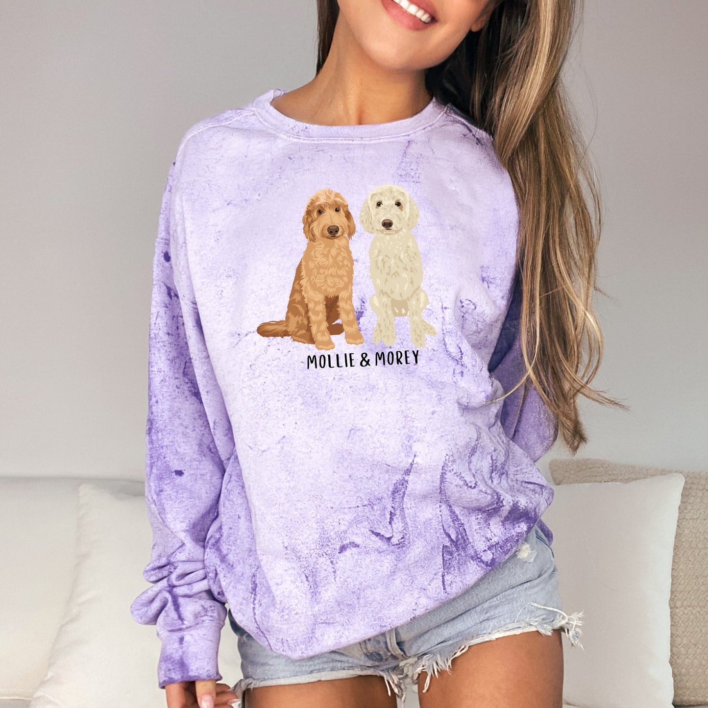 Goldendoodle Comfort colors sweatshirt with dye effect, Golden doodle gifts, doodle lover gift, doodle mom, doodle dad, dog mom sweater