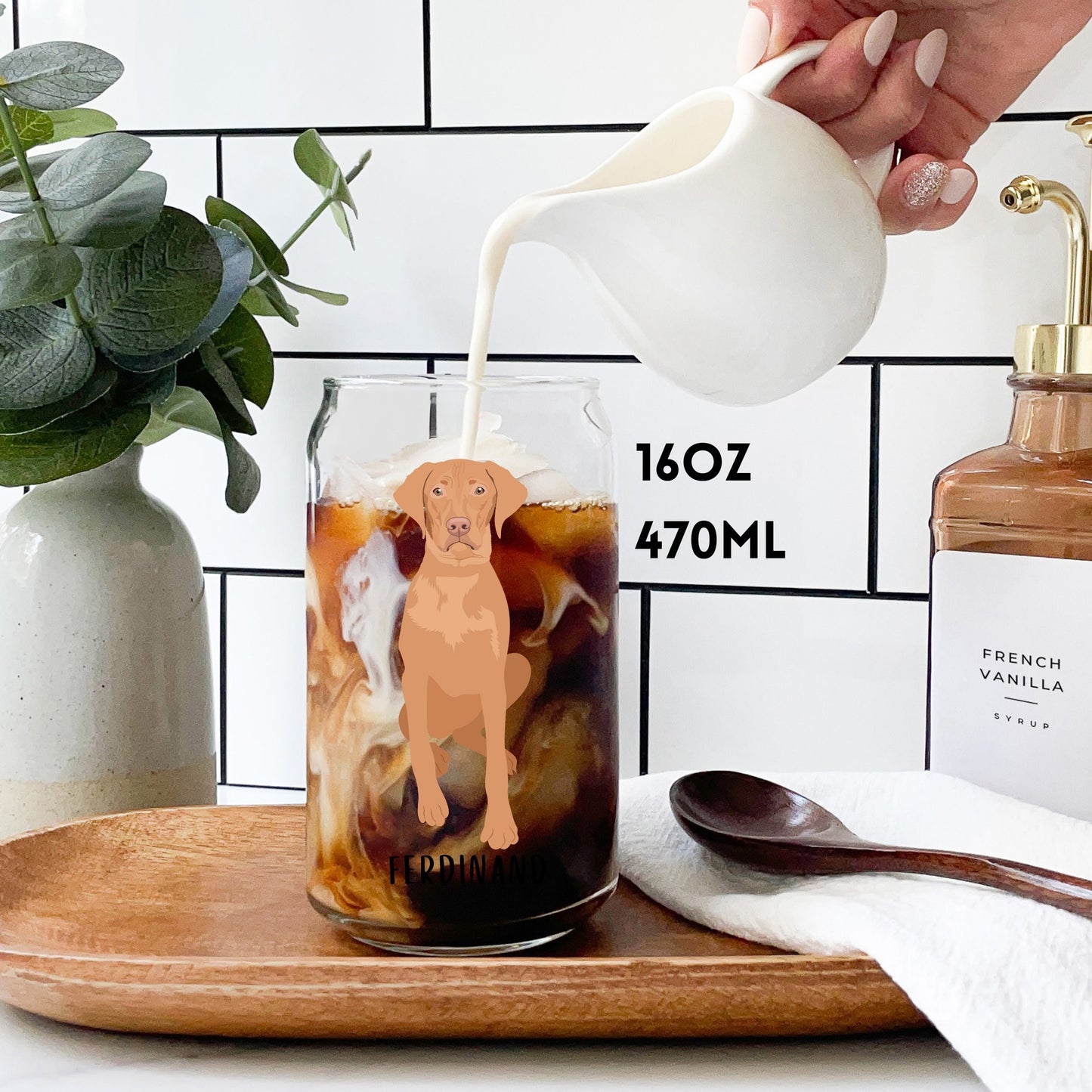 Vizsla iced coffee glass, hungarian vizsla gifts, Vizsla tumbler, Visla mug, dog mom glass, mothers day gift, daughter birthday gift