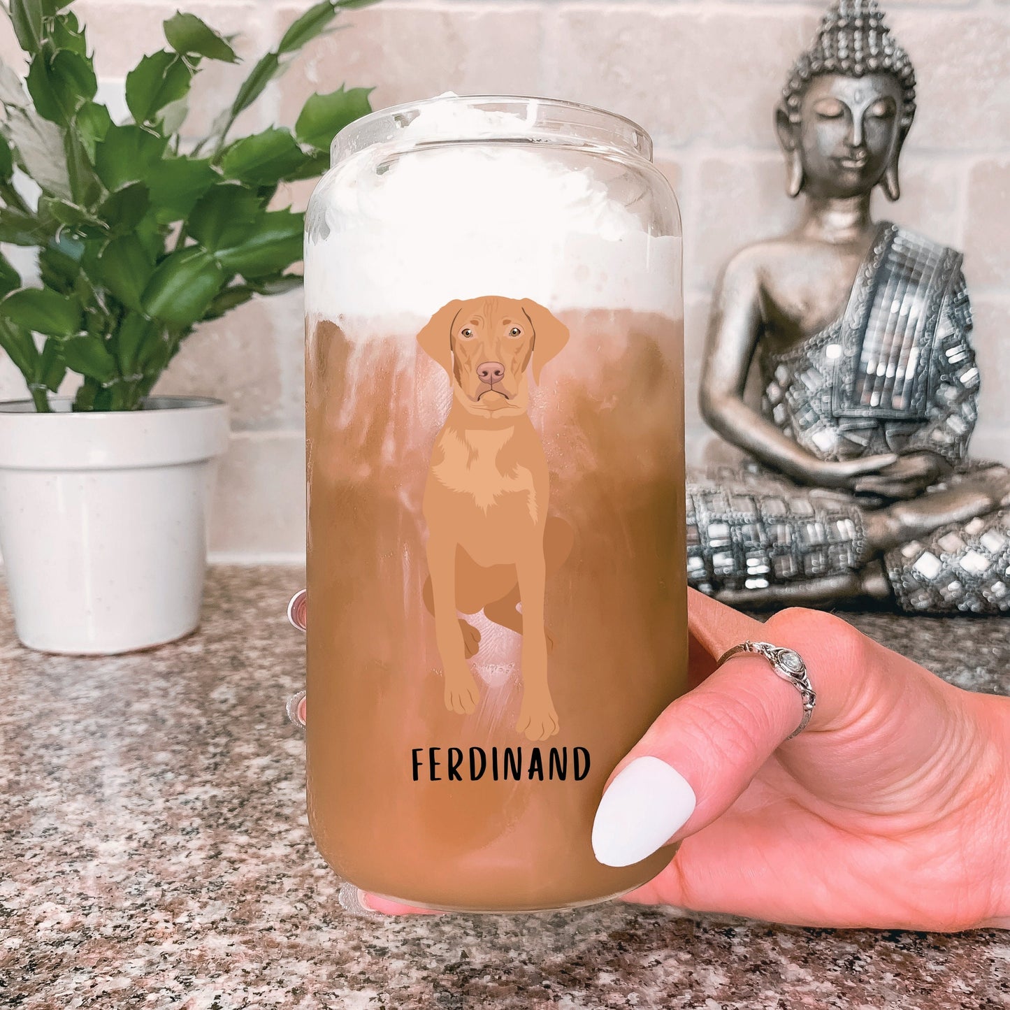 Vizsla iced coffee glass, hungarian vizsla gifts, Vizsla tumbler, Visla mug, dog mom glass, mothers day gift, daughter birthday gift