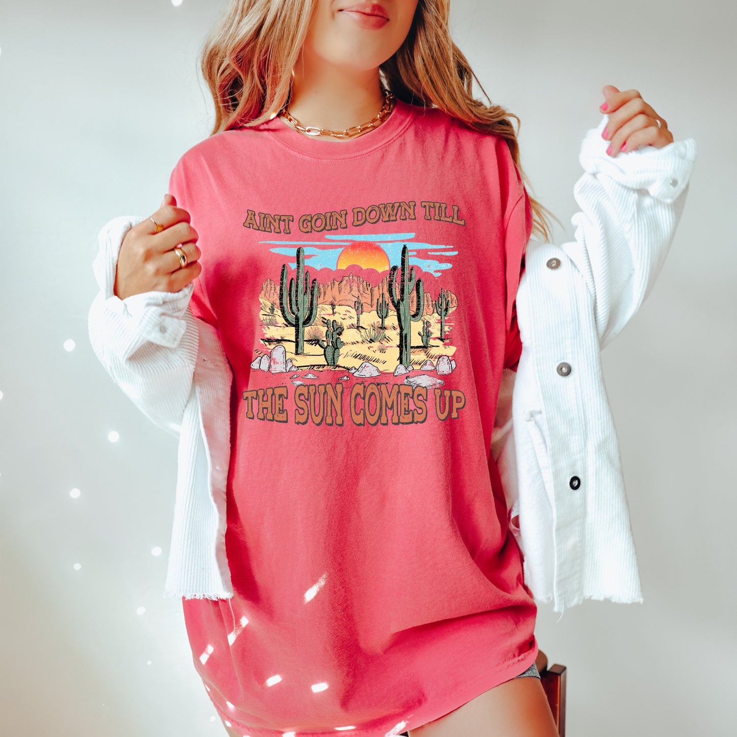 Aint goin down till the sun comes up tee, cowgirls tee, comfort vintage inspired colors t-shirt, Nashville tee, tennessee tee, western gifts
