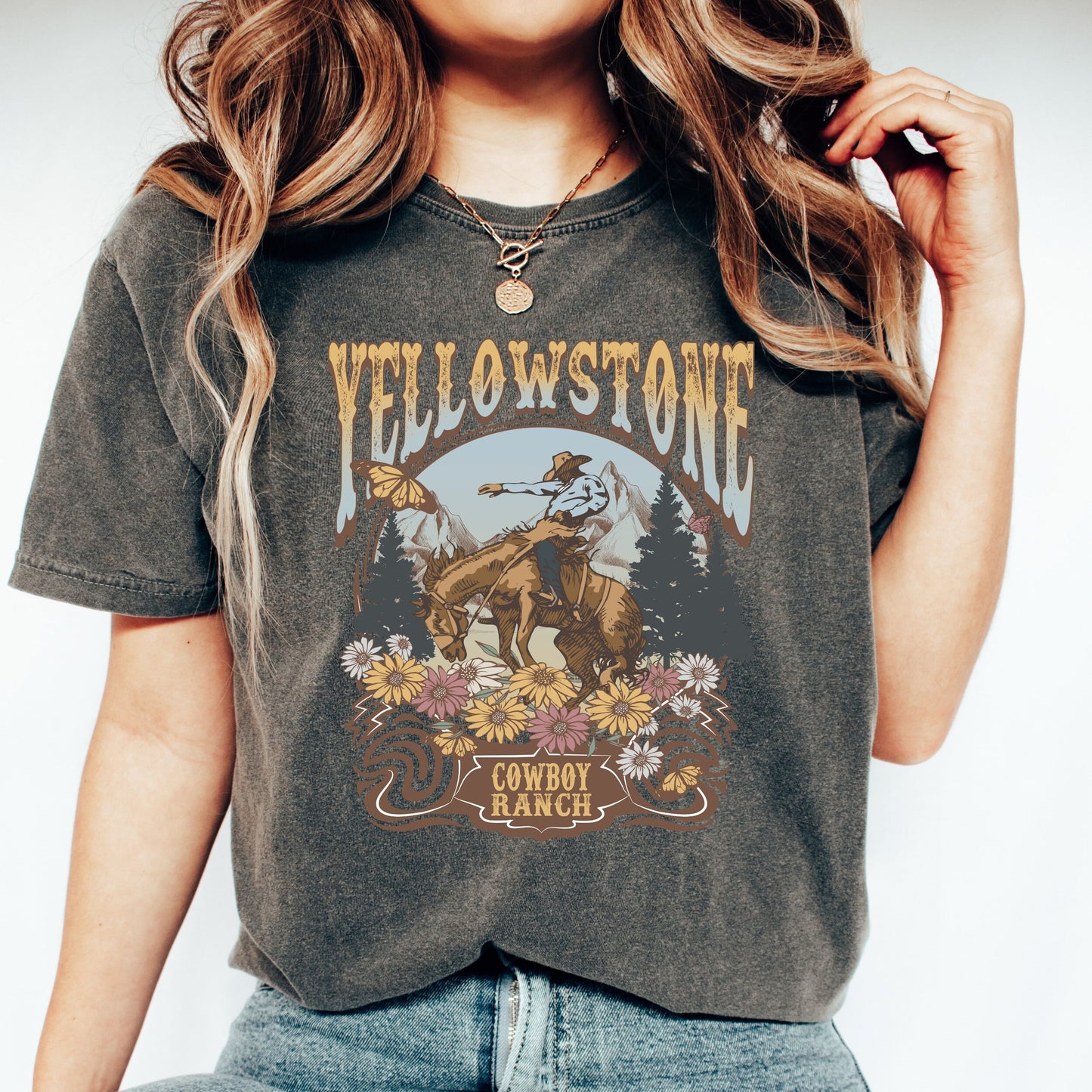 Yellowstone cowboy ranch tee, rodeo cowboy t-shirt, cowgirls tee, comfort colors tshirt, long live the cowgirls, retro Nashville tee