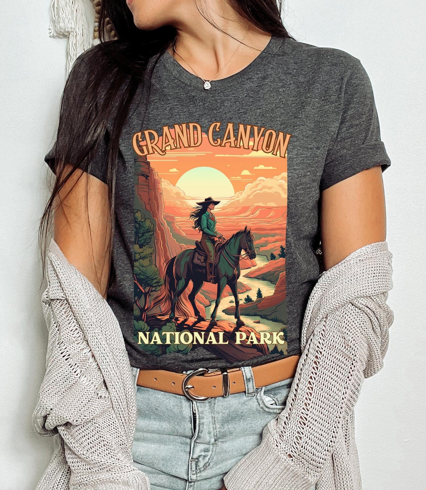 Grand canyon shirt, cowgirl tee, horse riding shirt, cowgirl gifts, sister birthday gift, rim to rim grand canyon, national park t-shirt,